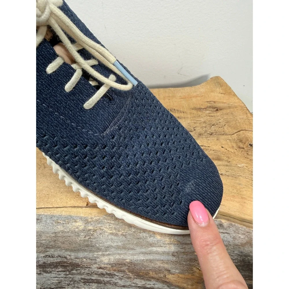 Cole Haan Zerogrand Stitchlite Men Navy Knit Oxford Shoes 8.5 Dress Sneaker